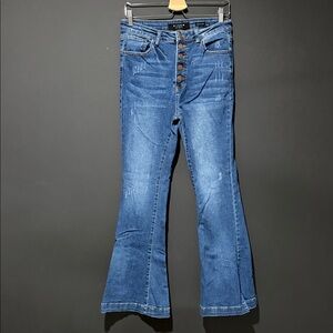 Risen High Rise Button Fly Flare Jeans